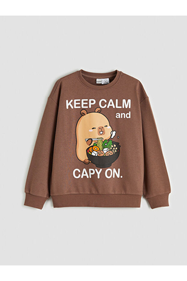 Sparkling Choices from Shining Store Capyfun Printed Zero Roba Collar Girl's Sweatshirt
