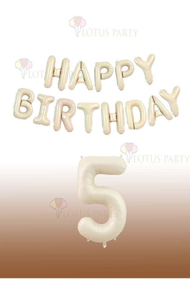 Cream Color Happy Birthday Foil Balloon - Cream Color Number Balloon 1 Year Old