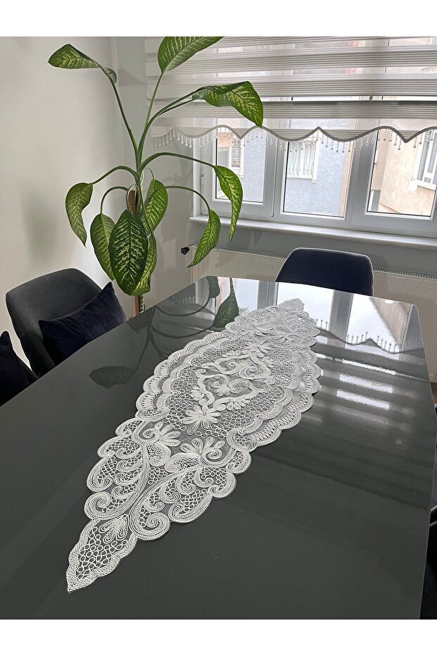 French Lace Luxury Tulle Guipure Chic Single Runner 50X140 cm