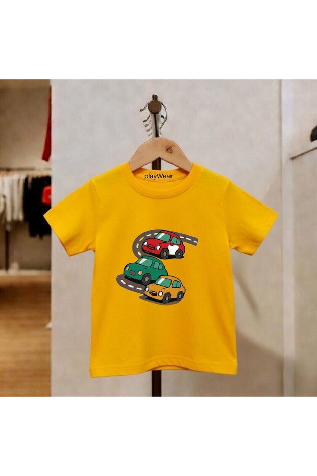 Car Printed 100% Cotton Crew Neck Kids Unisex T-Shirt 5 6 -7 8-9 10 -11 12 Years Old