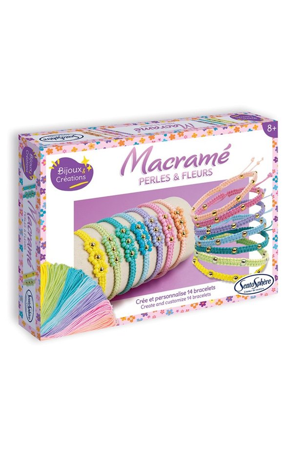 Kit Creativ Diy - Bratari Macramé Perle Si Flori -