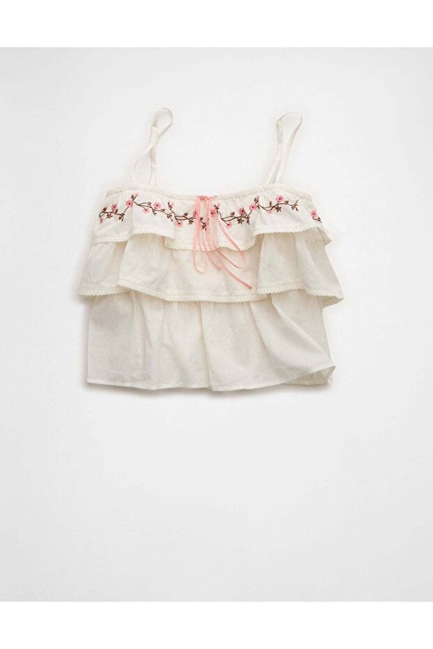 AE Embroidered Ruffle Cami Top - 3