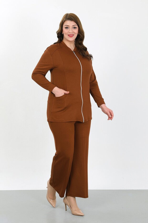 Women's Lycra Top and Bottom Plus Size Zippered Set
