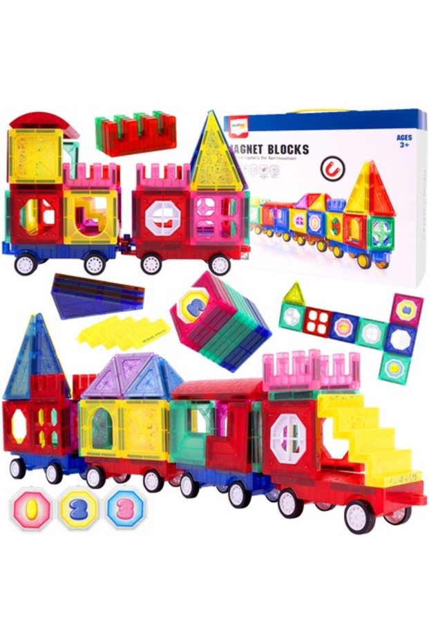 3D Magnetic Bricks 72 Pieces Train Set