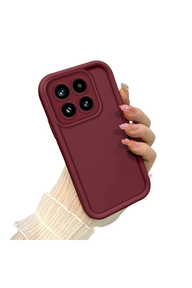 Shockproof Simple Claret Red Silicone Phone Case Compatible with Mi 15 5g