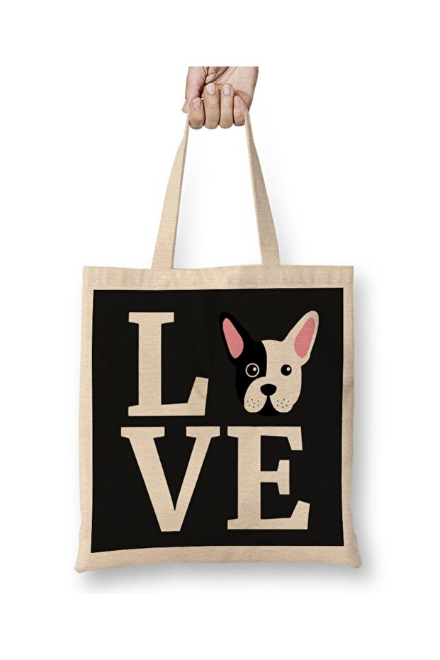 Love My French Bulldog Cloth Bag Long Handle
