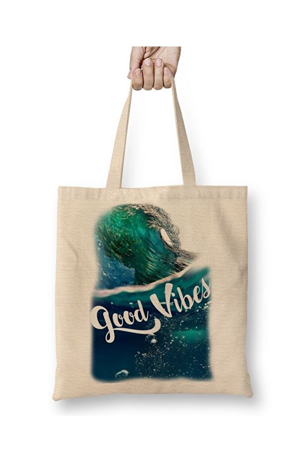 حقيبة قماش Good Vibes بمقبض طويل