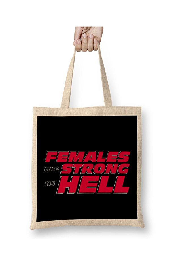 Females Are Strong As Hell Cloth Bag Long Handle