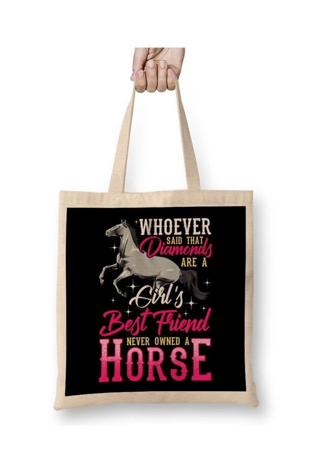 Funny Horses Are a Girl's Best Friend Not Diamonds Cloth Bag Long Handle