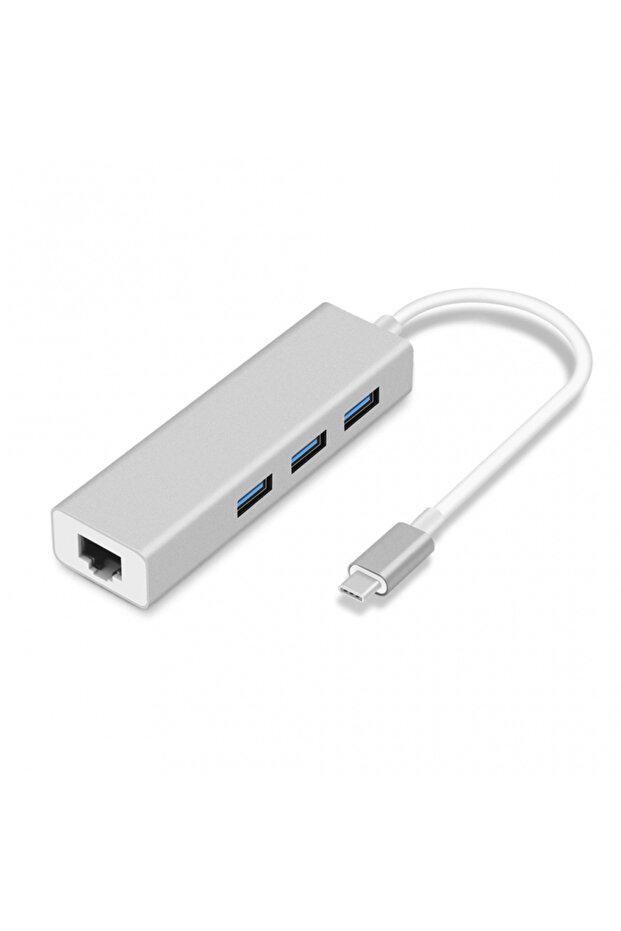 محول من النوع C إلى 3 منافذ USB 3.0 + RJ45 Gb