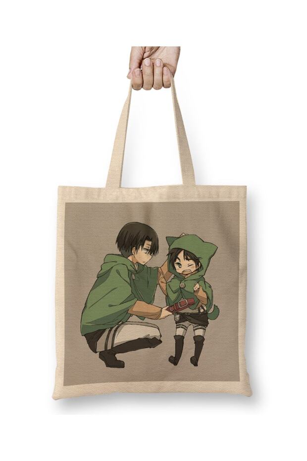 حقيبة قماش Attack On Titan Chibi Levi X Eren 01 بمقبض طويل