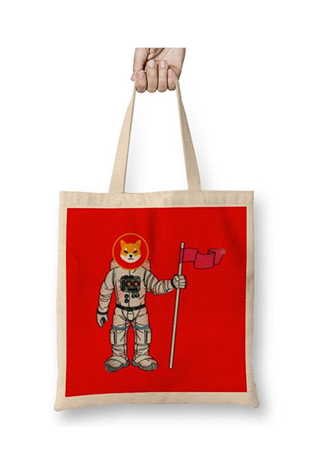 Shiba Inu Coin To The Moon Cloth Bag Long Handle