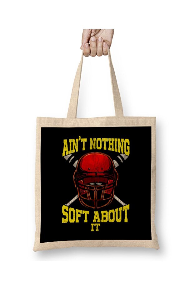 Cute Ain't Nothing Soft About It Softball Pun Tote Bag Long Handle