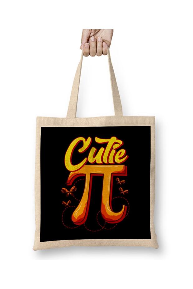 Cute & Funny Cutie Pi Math Pie Butterfly Math Pun Cloth Bag Long Handle