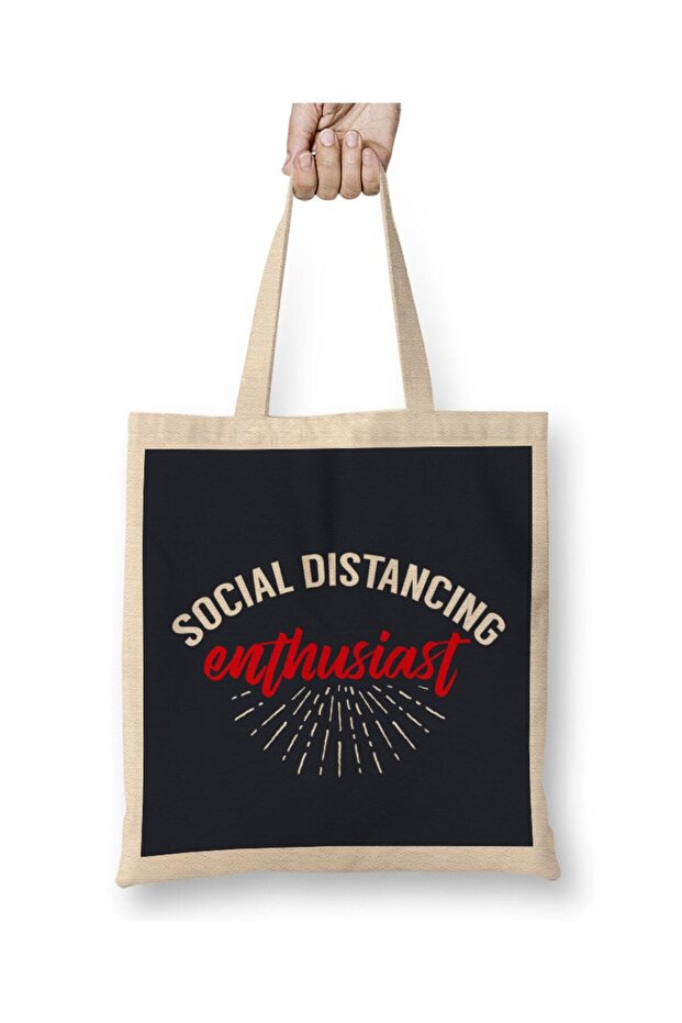 حقيبة قماش من Social Distancing Enthusiast بمقبض طويل