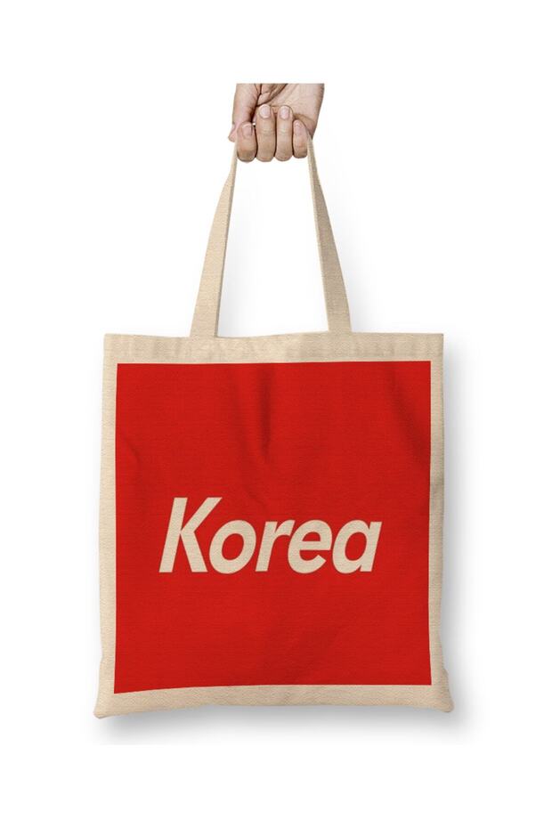 حقيبة قماش بشعار صندوق Kpop Korea بمقبض طويل