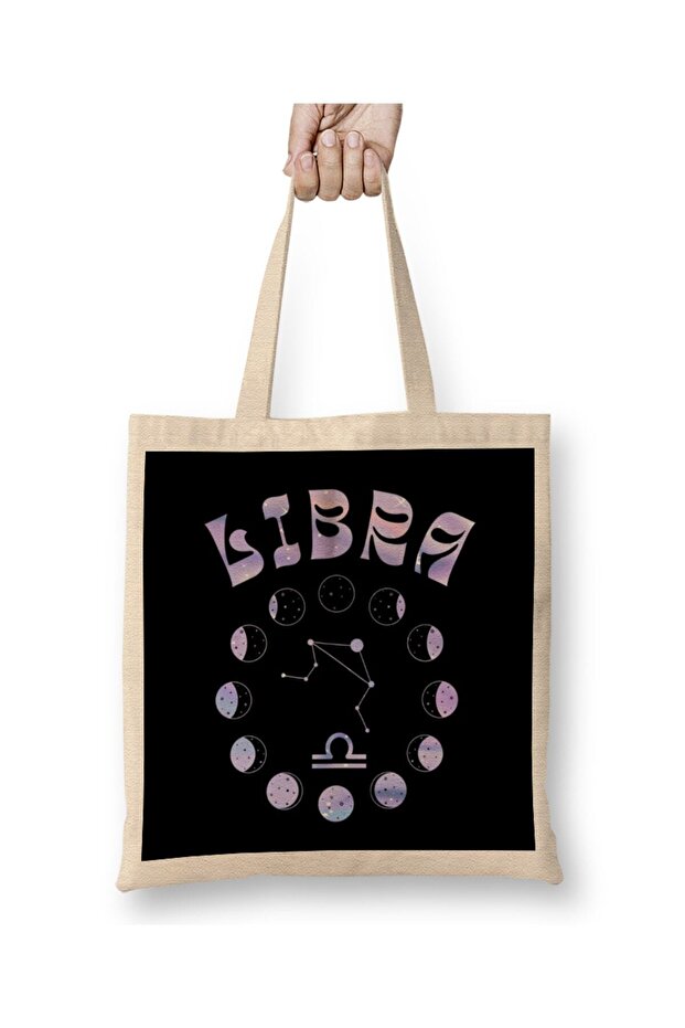 حقيبة قماش Zodiac Sign Libra بمقبض طويل