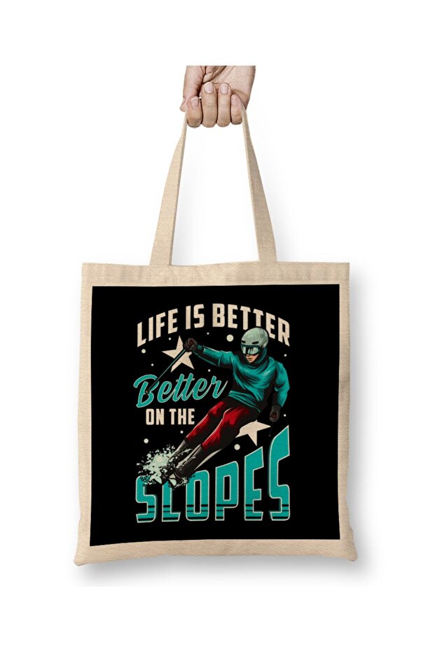 حقيبة قماش للتزلج والتزلج على الجليد من Life Is Better On The Slopes بمقبض طويل