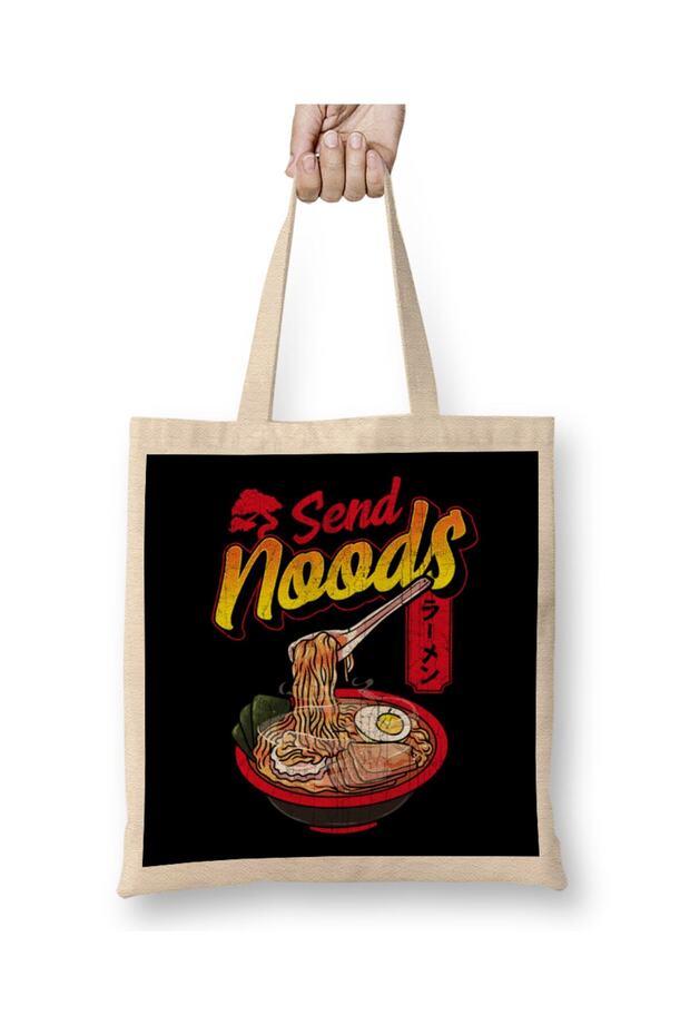Funny Send Noods Anime Gamer Pho Ramen Noodle Pun Tote Bag Long Handle