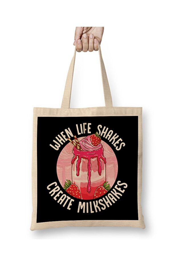 حقيبة قماش مثالية من When Life Shakes Create Milkshakes بمقبض طويل