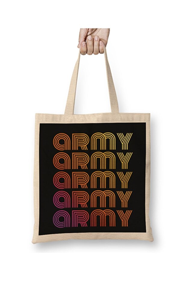 حقيبة حمل BTS Dynamite BTS Army Ripetitive Words Rainbow Kpop بمقبض طويل