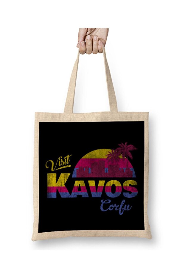 حقيبة قماش Visit Kavos Sunset بمقبض طويل