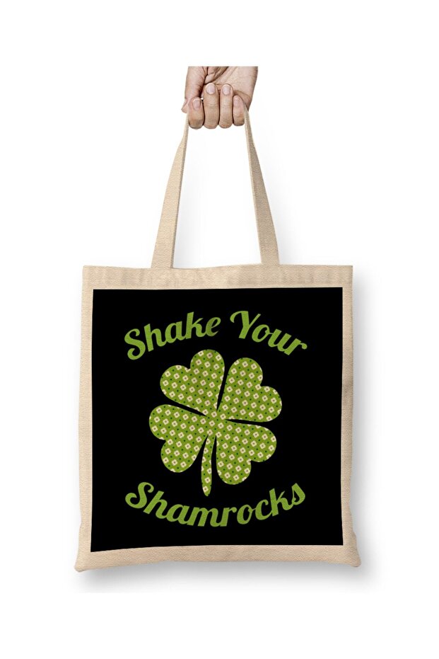 Cute & Funny Shake Your Shamrocks St Patty's Day Tote Bag Long Handle
