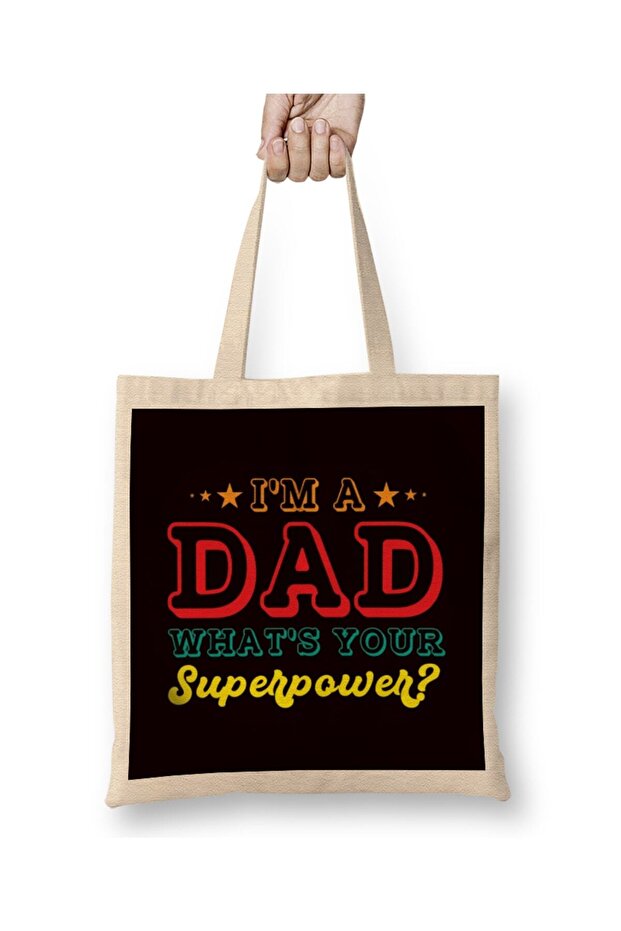 Dad Power Daddy Papa Poppa Husband Father Stepdad Family Tote Bag Long Handle