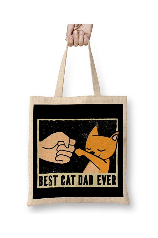 Best Cat Dad Ever Funny Cat Daddy Father Day Vintage 09 Cloth Bag Long Handle
