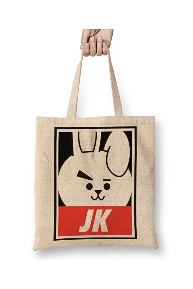 حقيبة قماش Bt21 Jk Bts بمقبض طويل