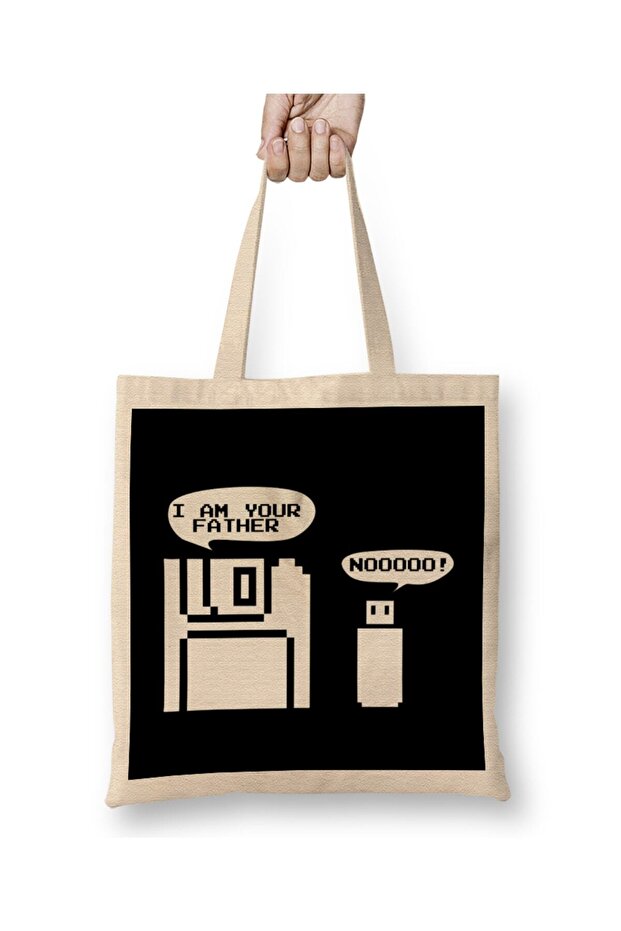 حقيبة قماش USB من Funny Floppy Disc I Am Your Father Noooooo بمقبض طويل