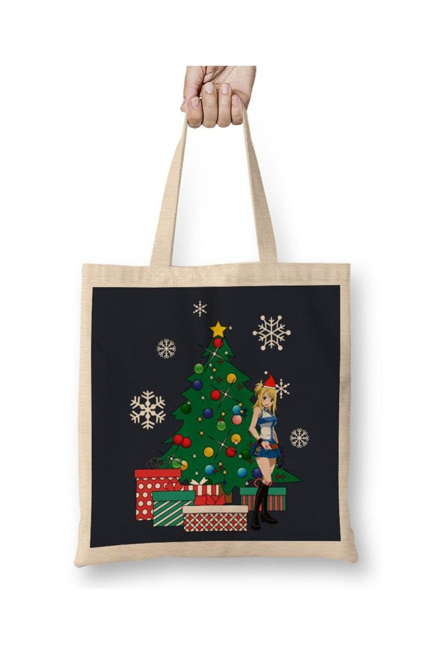 Lucy Heartfilia Around The Christmas Tree Fairy Tail Tote Bag Long Handle