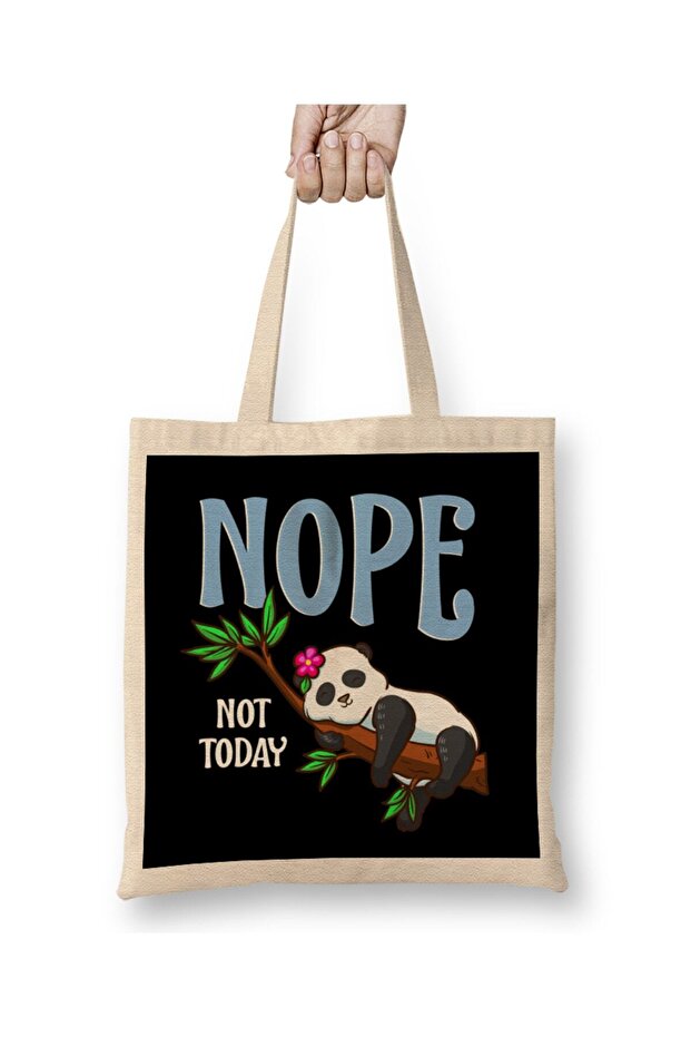 حقيبة حمل لطيفة ومضحكة من Nope Not Today Lazy Napping Panda بمقبض طويل