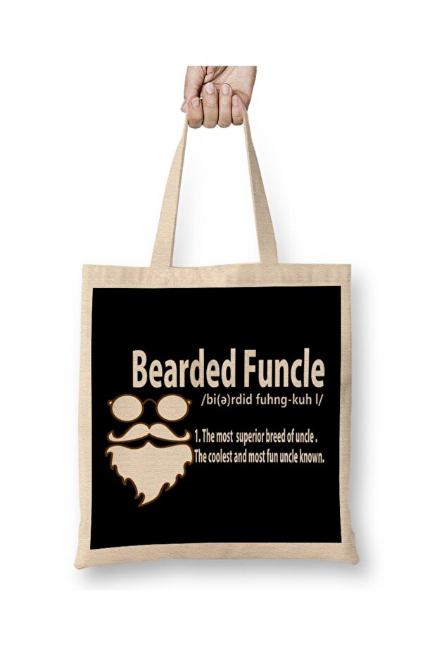 Funny Bearded Funcle Definition Fun Uncle Tote Bag Long Handle