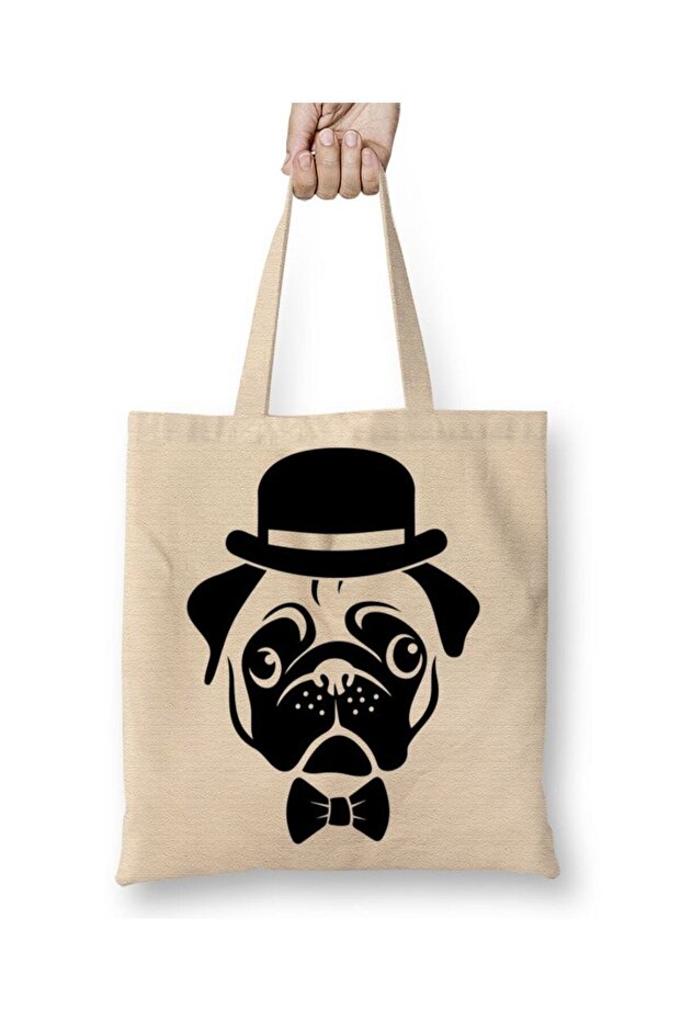 Pug Dog 06 Cloth Bag Long Handle