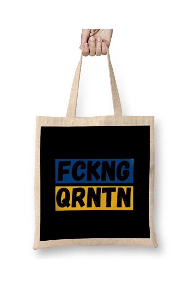 حقيبة قماش FCKNG QRNTN بمقبض طويل