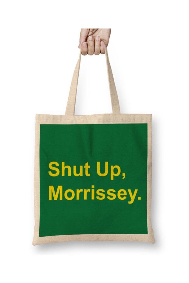 Yellow Text Shut Up Morrissey Tote Bag Long Handle