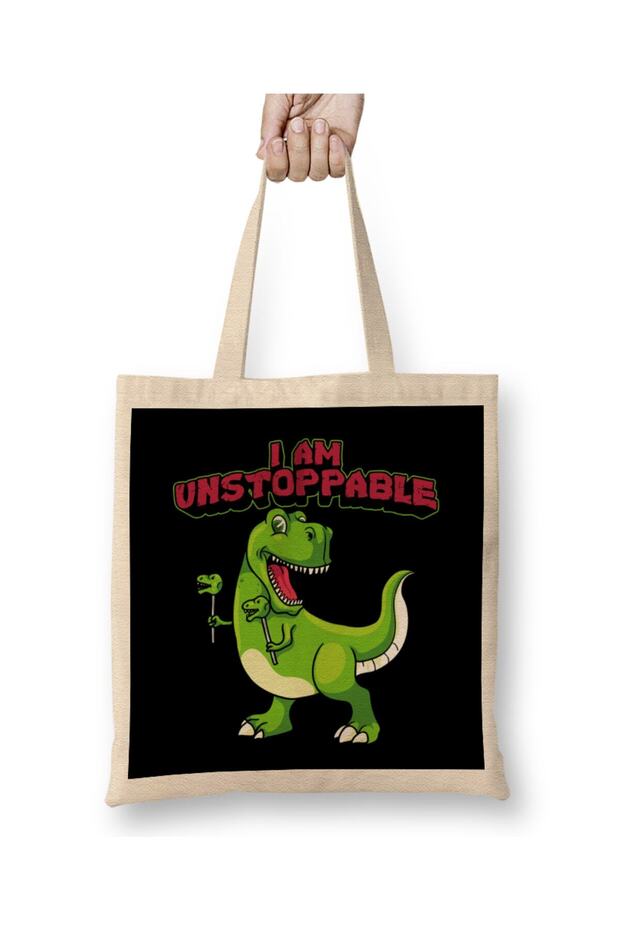 حقيبة قماش I Am Unstoppable TRex Funny Short Dinosaur Arms بمقبض طويل