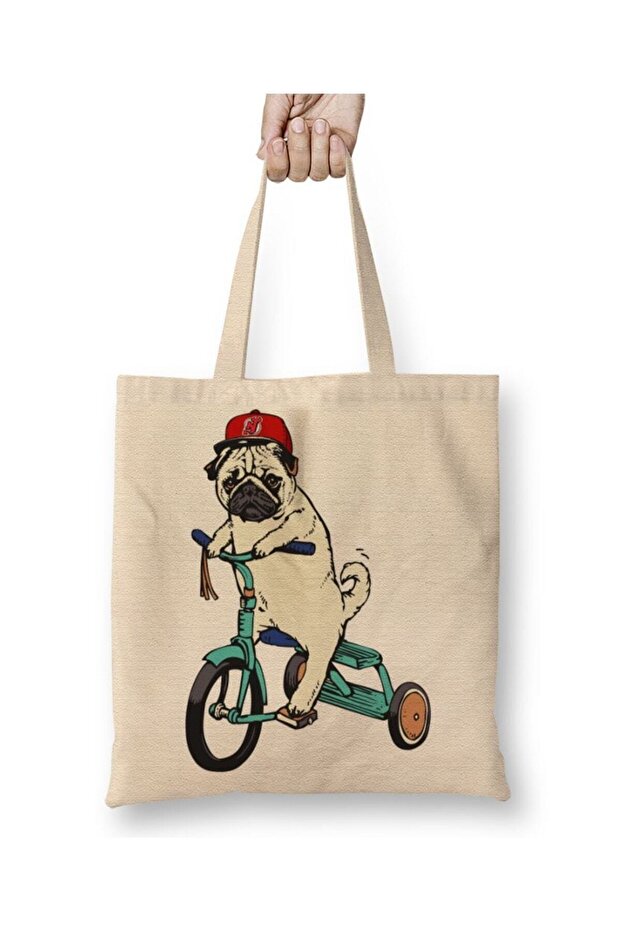 Pug Dog 02 Cloth Bag Long Handle