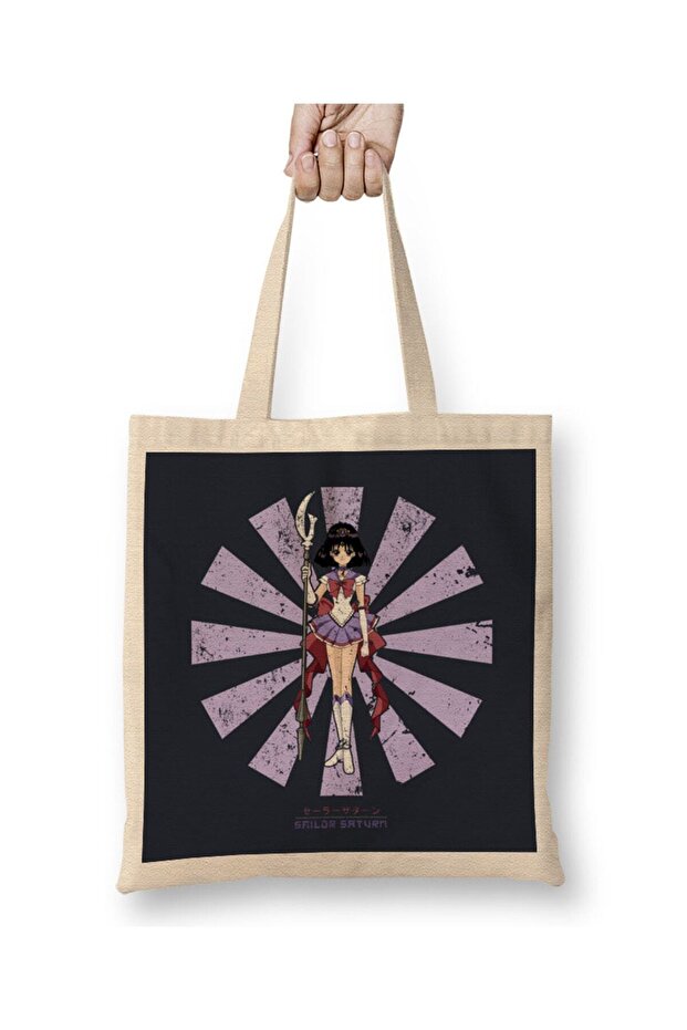 حقيبة قماش يابانية بتصميم Sailor Moon Saturn Retro بمقبض طويل