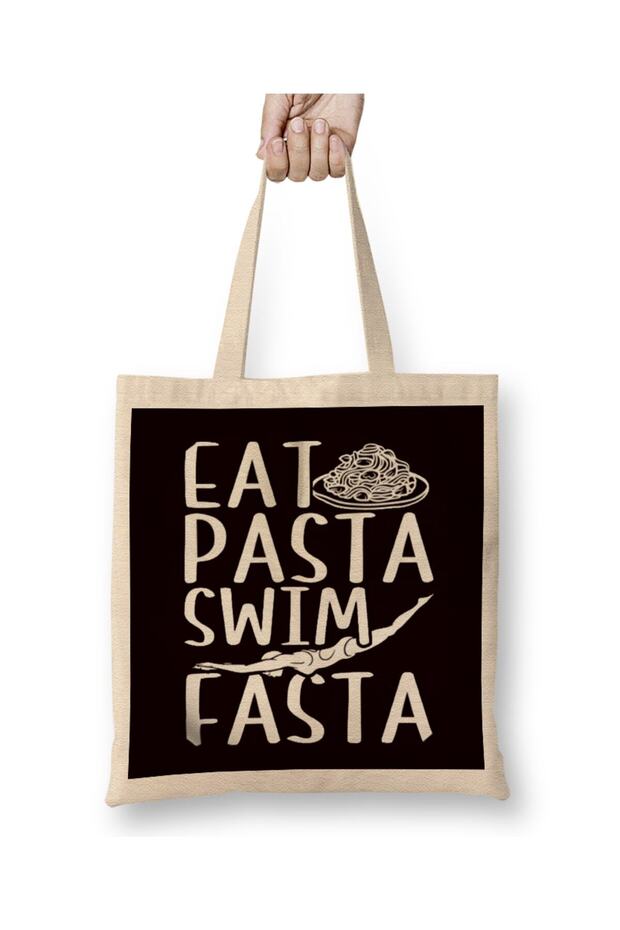 Eat Pasta Swim Fasta Swimmer Swimming Indoor Pool Athlete Tote Bag Long Handle