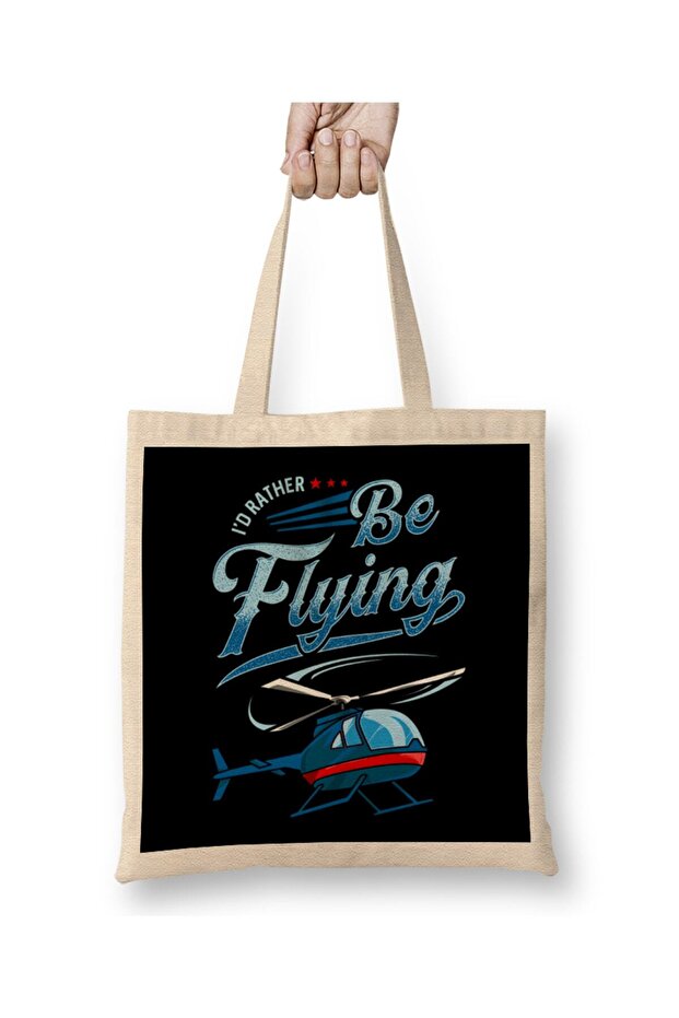 I'd Rather Be Flying Retro Helicopter Pilot Tote Bag Long Handle