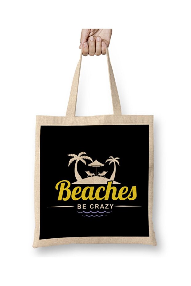 حقيبة حمل للعطلات على الشاطئ من Funny Beaches Be Crazy Pun بمقبض طويل