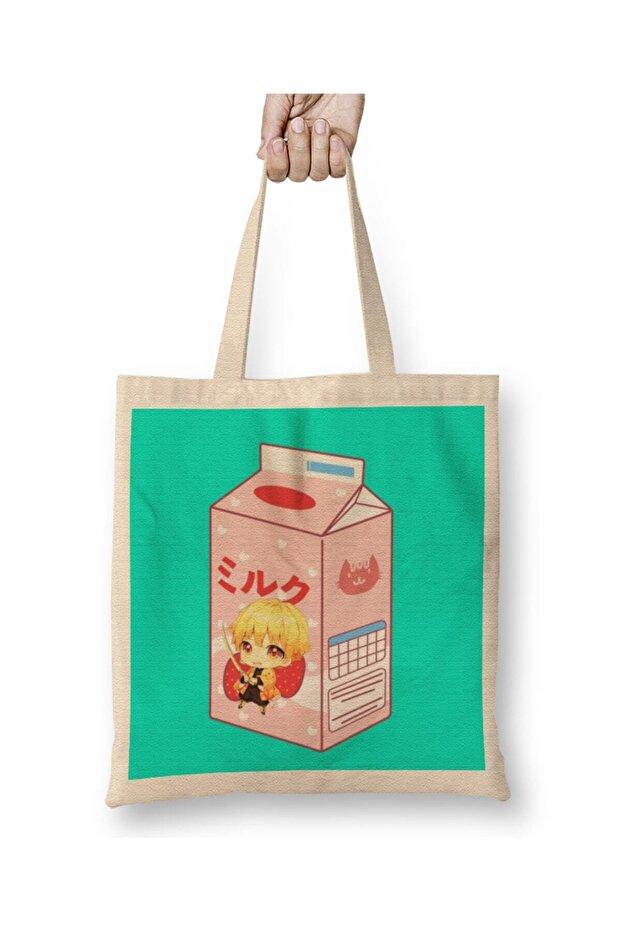 حقيبة قماش Zenitsu Thunder Strawberry Milk بمقبض طويل