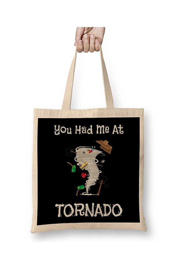 You Had Me At Tornado Funny Severe Weather Pun Tote Bag Long Handle