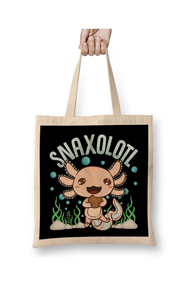 Snaxolotl Funny Axolotl Sushi Snacks Kawaii Animal Cloth Bag Long Handle