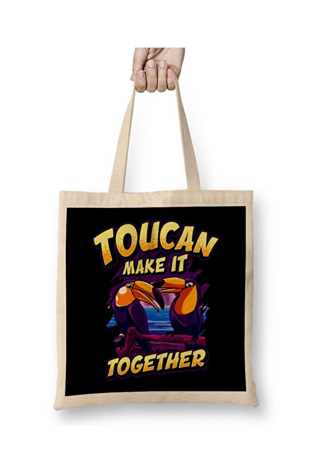حقيبة قماش مضحكة من Toucan Make It Together Adorable Bird Pun بمقبض طويل