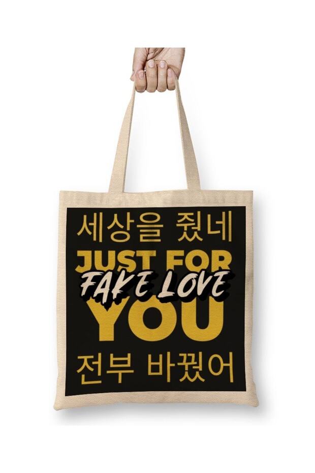 حقيبة قماش BTS Fake Love ذات مقبض طويل