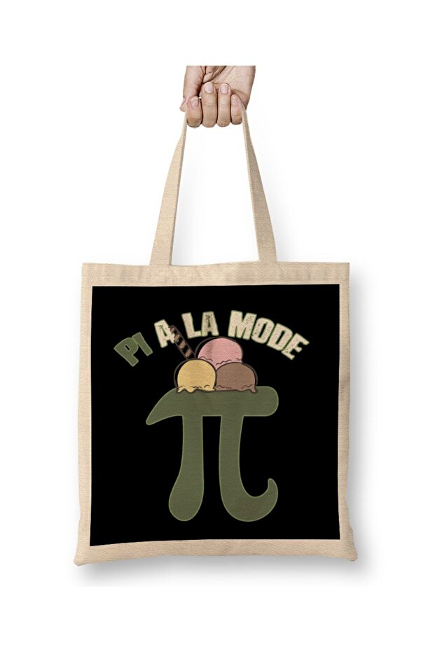 Pi A La Mode Funny Pi Day Ice Cream Pun Math Cloth Bag Long Handle