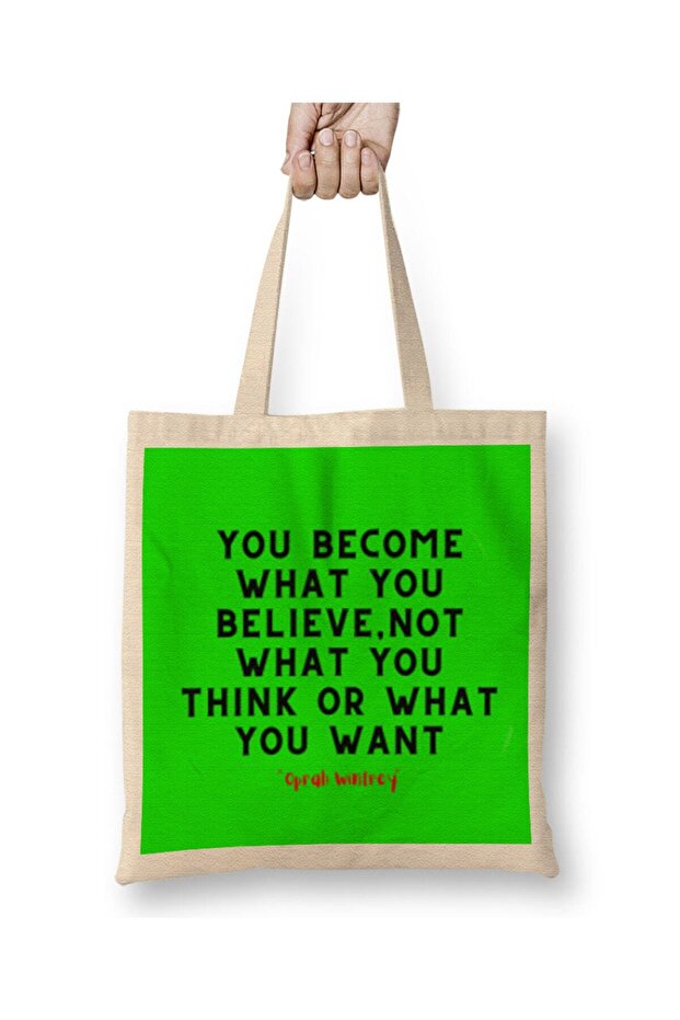 Oprah Winfrey Quotes - حقيبة قماشية من Creative Motivation Inspiration Success Work Gifts بمقبض طويل
